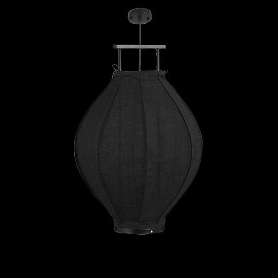 Mica Decorations Pego Pendelleuchte - H73 x Ø54 cm - Leinen - Schwarz