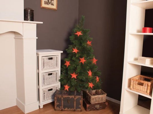 Paperstar - Lichtergirlande - rot - 10 m - 15 Sterne - 4,5 V