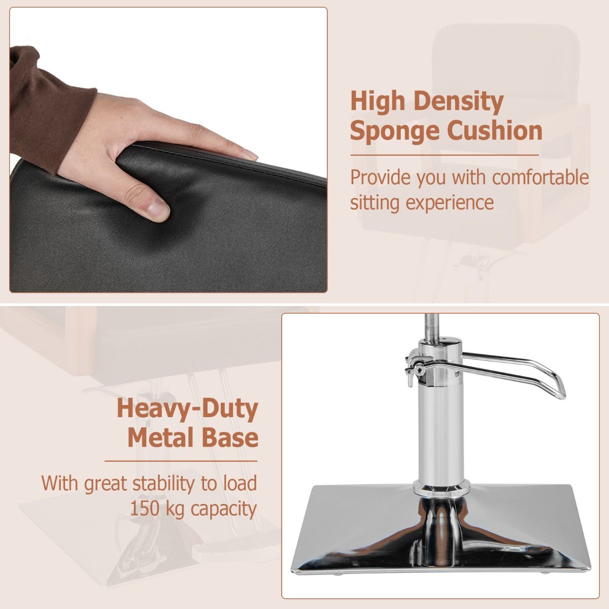 Coast Hydraulischer Friseurstuhl – um 360° drehbar – höhenverstellbar – Armlehnen aus Massivholz – schwarz