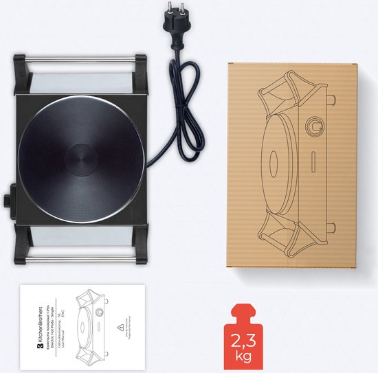 KitchenBrothers Elektrokochfeld - 1 Brenner - 1500W - Schwarz