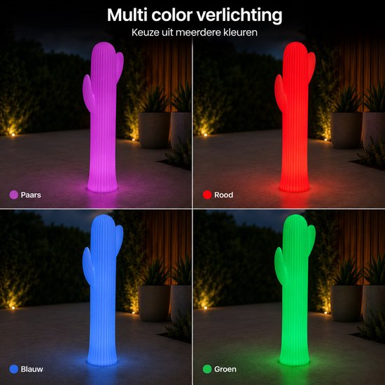 Smartwares LED-Solar-XXL-Gartenlampe – 110 cm - RGB – Dekorative Kaktus-Außenbeleuchtung – Party-Lampe – Wilder Westen – Mit Fernbedienung und Sensor – Außenlampe – Farbwechsel – Touch-Bedienung – Automatisches Einschalten – 6–8 Stunden Betriebsdauer