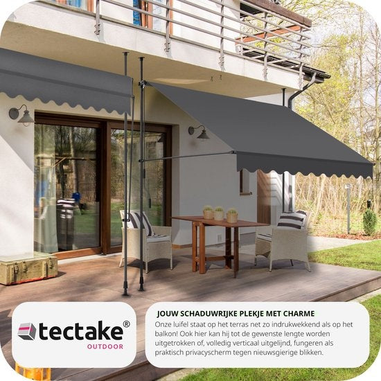 tectake - Klemmmarkise - Sonnenschirm - Markise - Verstellbar - 250 x 120 cm - schwarz grau