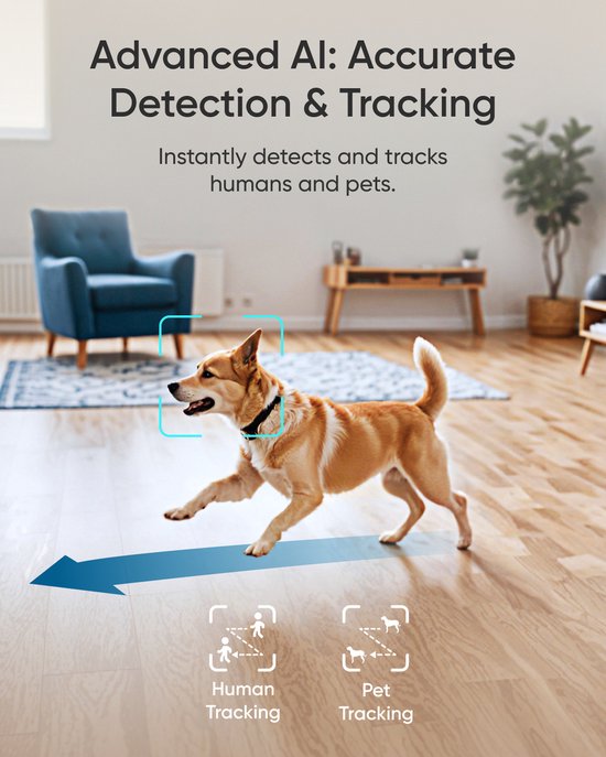 eufy Security Indoor-Kamera E30 – Indoor Cam – Haustierkamera mit App – Petcam – 4K UHD – Schwenken und Neigen – KI-Erkennung von Menschen und Haustieren – Farb-Nachtsicht – Kompatibel mit Apple HomeKit – Zwei-Wege-Kommunikation – Lokale Speicherung – Kei