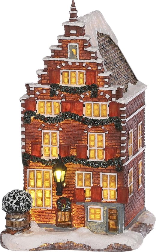 LuVille Weihnachtsdorf Miniatur-Kanalhaus - L11 x B12 x H19 cm