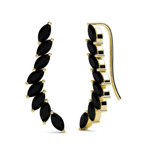 Yolora Damen Ohrringe - Kalpa Camaka Kristalle - Gold - Schwarzer Kristall - 18K Gelbgold vergoldet - Damen Ohrringe Gold - Schmuck - Luxuriöse Geschenkbox - Geschenkbox - Exklusive Geschenkbox - Schöne Geschenkverpackung