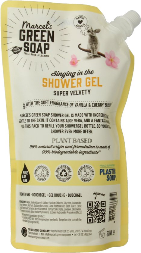 Marcel's Green Soap Duschgel-Nachfüllpackung – Vanille & Kirschblüte – 500 ml