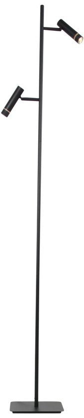 Stehlampe Volari 4711ZW, schwarze Design-Leselampe mit 2 Leuchten von Steinhauer, mit „Dimm to Warm“-LED, Höhe 157 cm, Sockel 21 x 21 cm, dreh- und neigbar, ideal für den Innenbereich