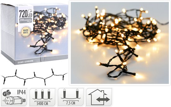 54 Meter LED-Leuchten / LED-Schnur mit 720 LEDs warm/weiß | für den Innen- und Außenbereich