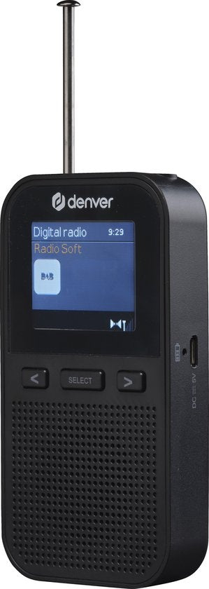 Denver DAB-Radio - Tragbares Radio - Batterien \u0026 Netzstrom - 60 Voreinstellungen - Reisewecker - DAH126 - Schwarz