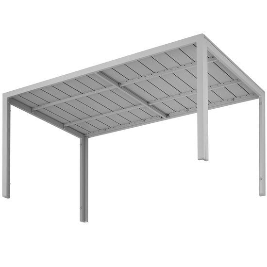 tectake - Gartentisch 150 x 90 x 74,5 cm - Witterungsbeständig, einfache Montage - Verstellbare Beine - Aluminiumgestell mit Kunststofftischplatte - silbergrau