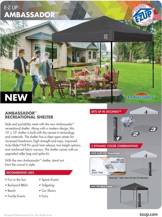Original E-Z UP Ambassador Partyzelt 3x3m Schwarz