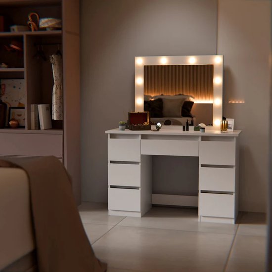 Talea Frisiertisch / Schminktisch - Inkl. Spiegel und LED - Weiß