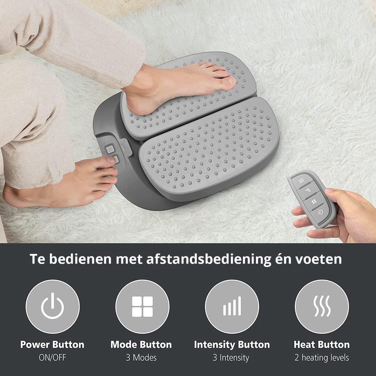 Lifeproducts Fußmassagegerät - mit Wärme-/ Vibrationsfunktion für Blutzikulation - Grau