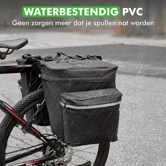 Travelhawk Fahrradtasche - Fahrradtasche Double - Wasserdichtes Material - 34L - Schwarz - 600D Polyester - Elektrofahrradtaschen