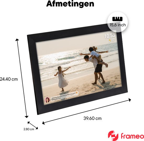 Denver Digitaler Bilderrahmen 15,6 Zoll – XL – Full HD – Frameo-App – Fotorahmen – Digitaler Kalender – WLAN – 16 GB – IPS-Touchscreen – PFF1501B