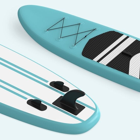 LifeGoods SUP Board - Aufblasbares Paddle Board - Komplettset - Max. 135KG - 320x81cm - Mintgrün/Schwarz