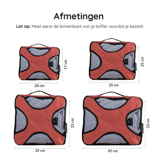 Volcan Packwürfel – Koffer-Organizer-Set – Rucksack und Koffer – 4-teilig – Reise-Würfel – Rosa