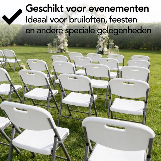 Brixy Klappstühle - 4er-Set - Klappstuhl-Set - Heavy Duty - Wetterfest - Klappstühle - 47 x 54 x 87 CM - Weiß