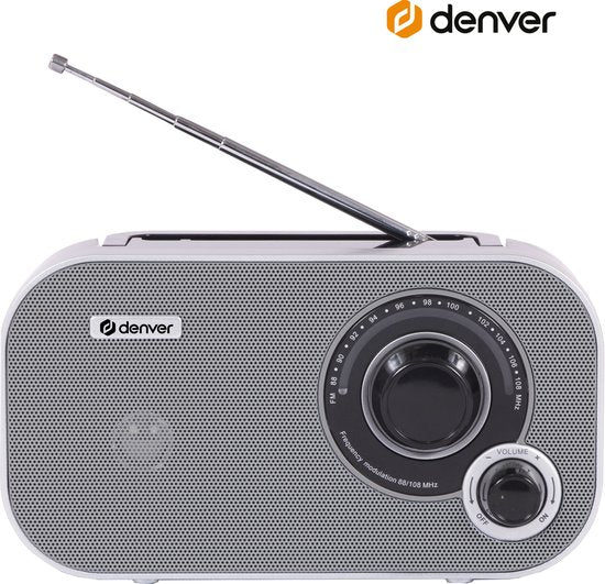Denver - TR51 - Radio Retro - mit Batterie oder Netzstrom - Tragbar - Grau