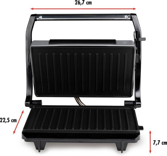 alpina Kontaktgrill - Toastgerät - Antihaftbeschichtung - 700W - Edelstahl/Schwarz