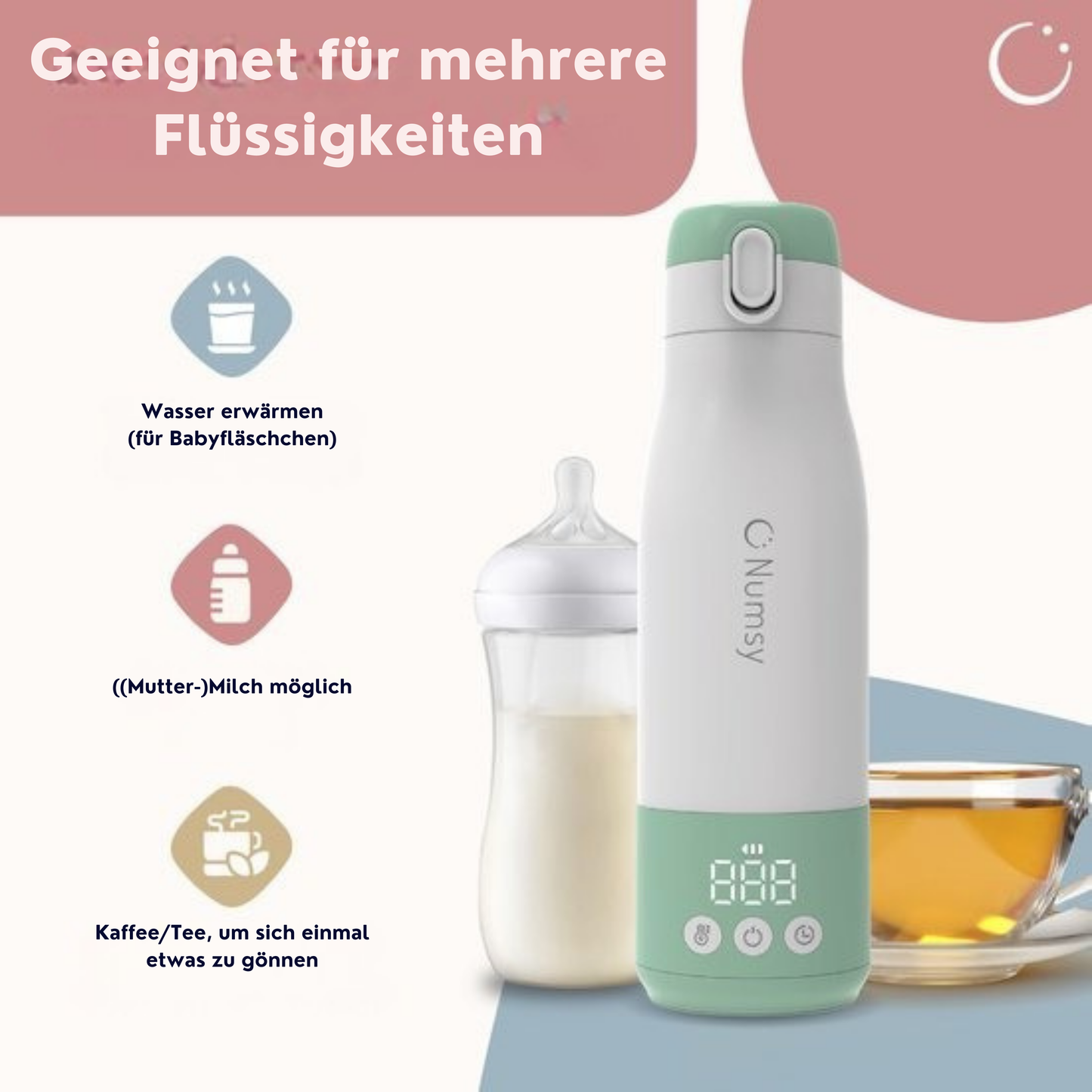 Numsy Thermosflaschenwärmer für unterwegs - Kabellos - 350 mL