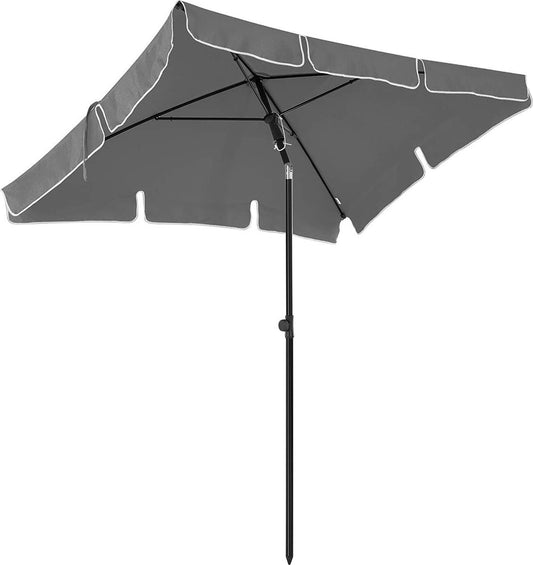 O'DADDYÂ¬Ã† Sonnenschirm - Rechteckig 200 x 125 cm - Balkon Sonnenschirm mit Kippmechanismus - Sonnenschirm Balkon rechteckig - Grau