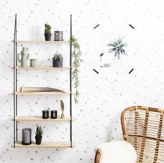 LIFA LIVING Wandregal - Industriell - Rechteckig - Eisen und MDF-Holz - 5 Fächer