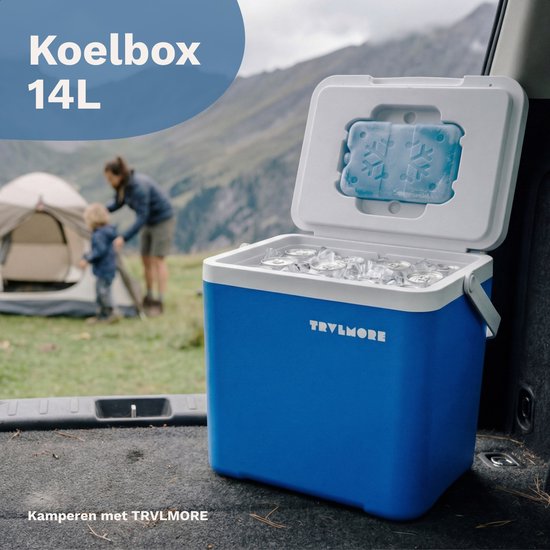 TRVLMORE Cool Box 14L - 47 Stunden Kühlung - Kühlbox - Inklusive Kühlelement - Cool Box Small - Blau