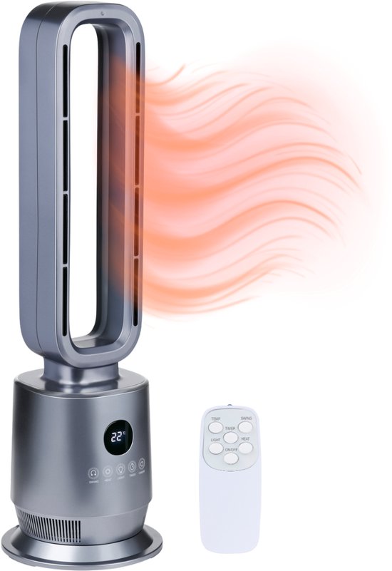 alpina 2-in-1 Heizlüfter 2000 W – Elektrischer Heizlüfter mit Fernbedienung – Schwenkbarer Turmventilator mit Timer – Heizgerät mit einstellbarer Temperatur