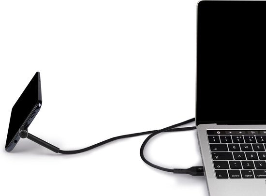 Grundig USB-Kabel - 3-in-1: Ladekabel, Datenkabel und Telefonständer - Micro-USB/ USB-A - 1 Meter - Schwarz