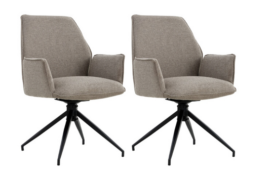 Multifurn Esszimmerstuhl - 2er-Set - 180° drehbar - 57 x 63 x 90 cm - Taupe