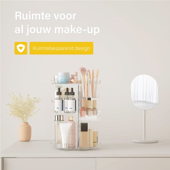 Drehbarer Make-up Organizer - Transparent - Drehbar - Für - Schminkpinsel - Schminkschwamm - Schminktisch - Box Mädchen - Geschenkset - Kinderset - für Mädchen
