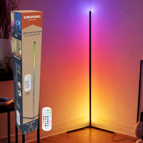 Grundig Eckleuchte – LED – RGB – Musiksensor – 140 cm – Mehrfarbig