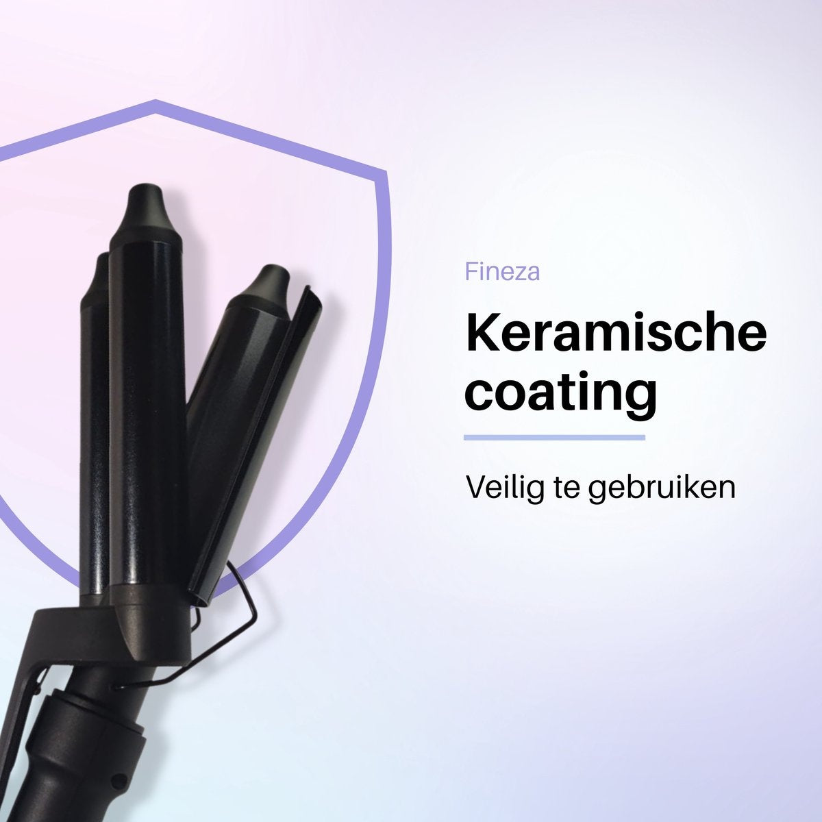 Fineza Waffelzange 25mm - Keramischer Lockenstab mit 10 Temperatureinstellungen - Schwarz