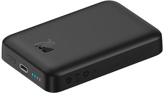 Baseus Mini 10.000 mAh Powerbank Schwarz | Kompakt mit MagSafe & Schnellladefunktion | 20 W USB-C | Geeignet für Apple iPhone und andere Smartphones