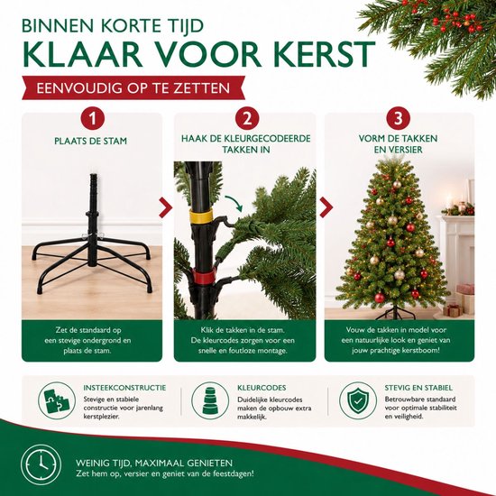 Triumph Tree Tuscan Weihnachtsbaum – Kunstbaum mit natürlicher Optik und Farbcodes – Pflegefreie Weihnachtsdekoration für den Innenbereich – Steckkonstruktion – 120 x 81 cm – Grün