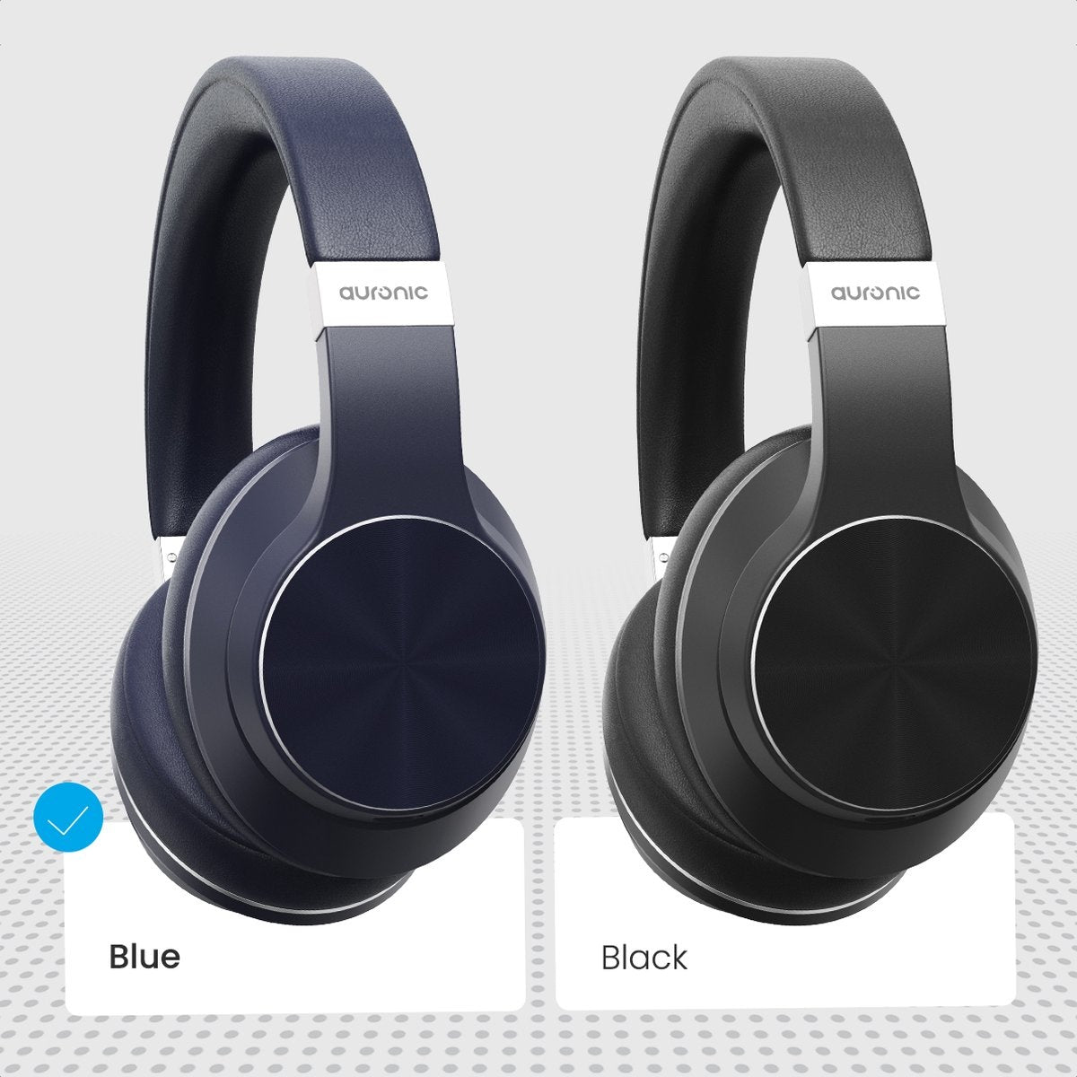 Auronic QuietSound Bluetooth-Kopfhörer kabellos - Over-Ear - aktive Geräuschunterdrückung - Mikrofon - inkl. Tragetasche - Blau