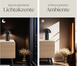tectake Kleine Retro-Tischleuchte Kade, dimmbar, Schwarz