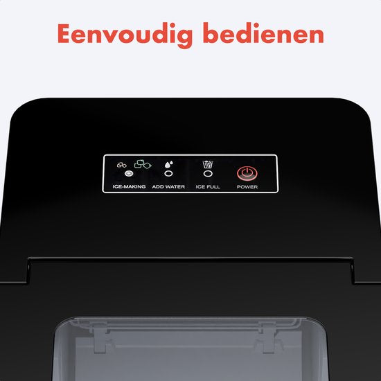 KitchenBrothers - 2.1L - Eiswürfelbereiter - 15kg/24 Stunden - Tragbar - Eiswürfelbereiter - Selbstreinigungsfunktion - Schwarz
