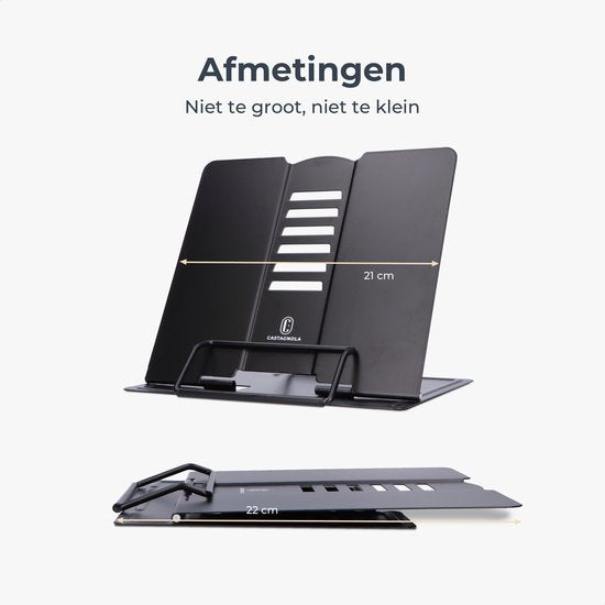 Castagnola Verstellbarer Buchhalter - Buchständer mit 6 Ständern - Buchhalter Metall - Rutschfester Tablet-Halter - Kochbücher und Lesebücher