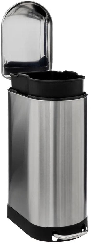 5Five Abfallbehälter/Treteimer Ariane – silber – Edelstahl – 30 Liter – 42 x 25 x 62 cm – Küche