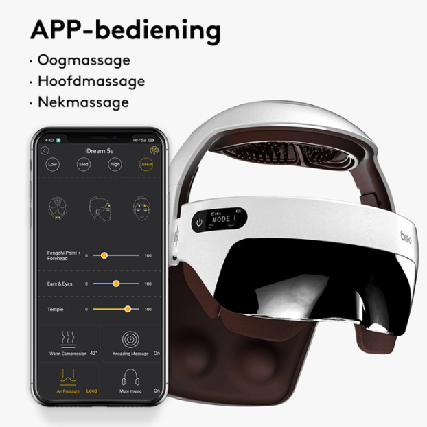 Breo iDream5s Elektrisches Kopfmassagegerät – Weiß – Augen- und Nackenmassage mit Wärme