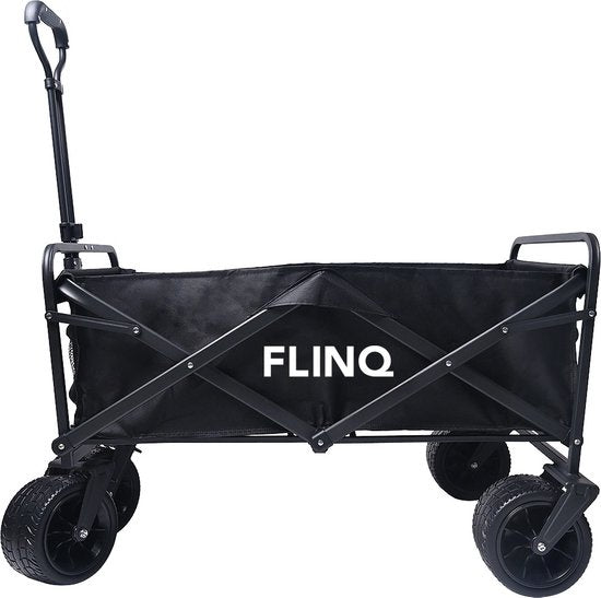FlinQ Wagon - Zusammenklappbar - Schwenkbare Räder - 130KG Tragfähigkeit - 100L Fassungsvermögen - Schwarz