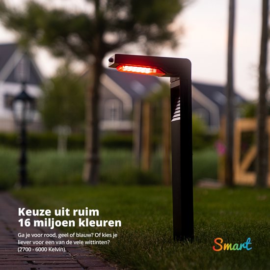 FlinQ Gaia - Intelligente Solar-Gartenleuchte- Solar-Gartenleuchte - Solarenergie - Weißes und farbiges Licht - Bewegungssensor - 2er-Pack - Schwarz