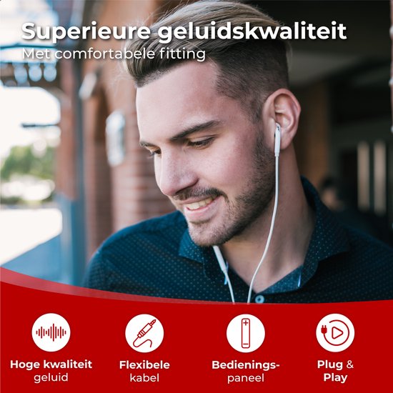 Nuvance - Ohrhörer mit Kabel und Mikrofon - Geeignet für Apple Lightning - In-Ear-Ohrstöpsel - Kopfhörer - Weiß