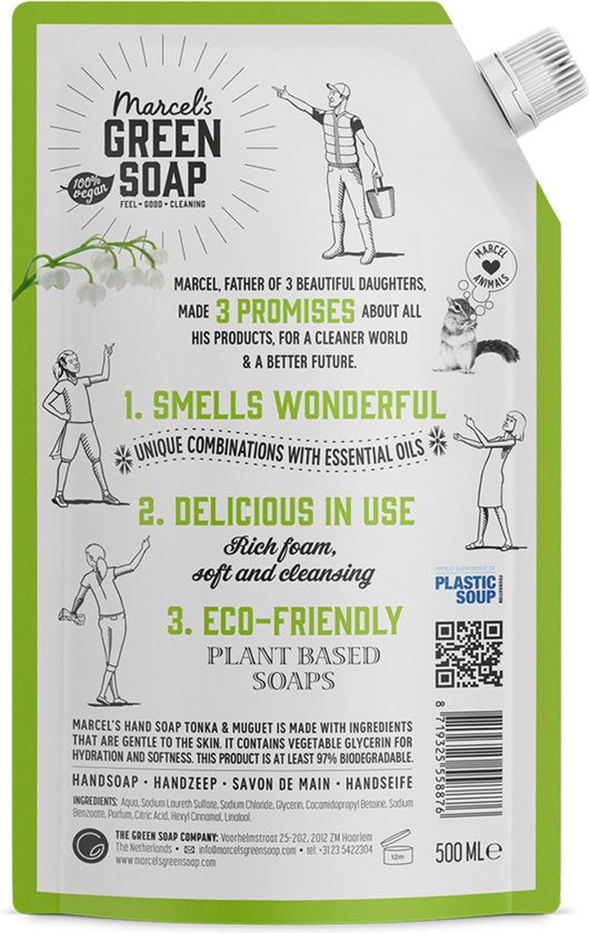 Marcel's Green Soap Handseife Nachfüllpackung Tonka & Muguet 6 x 500ml