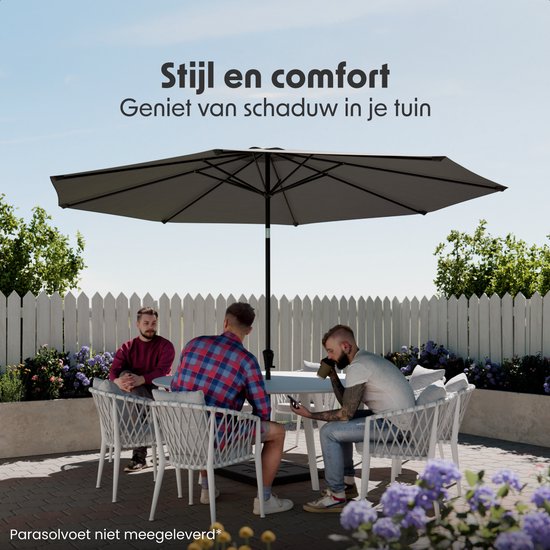 LifeGoods Sonnenschirm - Garten - Ø350 cm - 30° neigbar - Wasserdicht - UPF50+ - Dunkelgrau