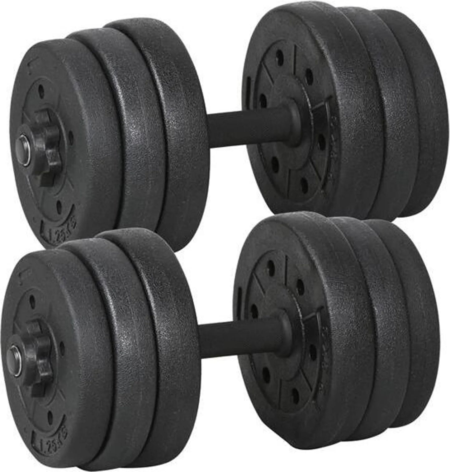 Yaheetech Kurzhantelset verstellbar 20 kg - 39 x 2,5 cm - mit 12 Gewichtsscheiben und rutschfestem Griff und Drehstangenverschluss - für Krafttraining und Heimgebrauch - schwarzer Kunststoff und Beton
