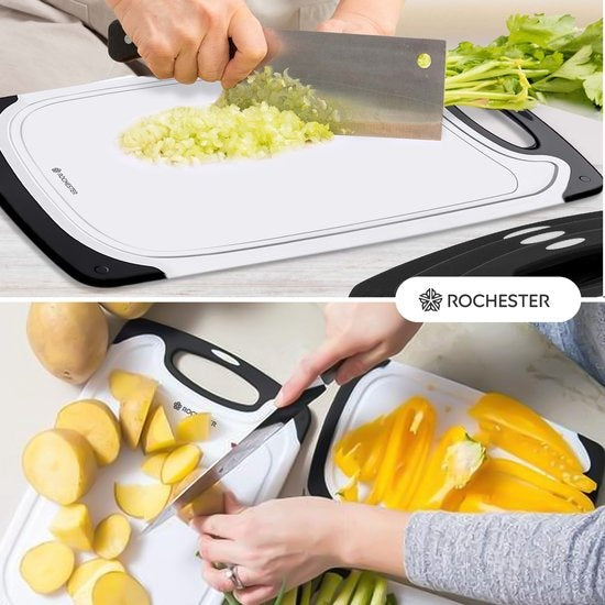 Rochester Kunststoff-Schneidebrett-Set - 3-teilig - Anti-Rutsch-Griffe - Luxus-Design - spülmaschinenfest - langlebig