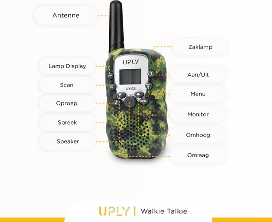 UPLY Walkie Talkie für Kinder und Erwachsene -Portophon - 5KM Reichweite - 3er Set